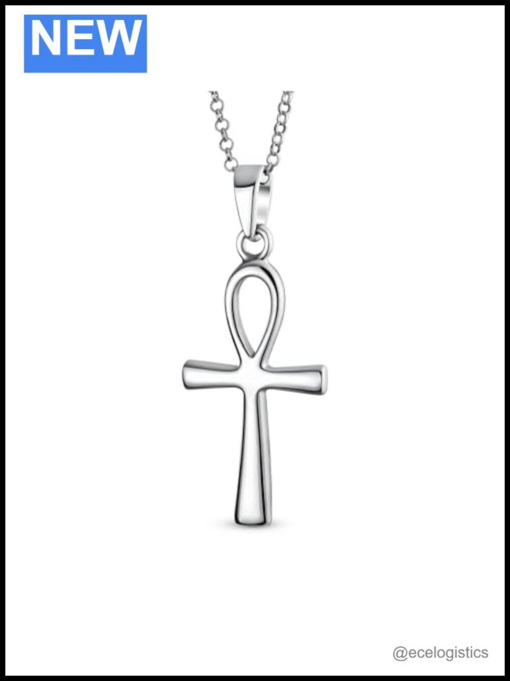 Sterling Silver Egyptian Ankh Cross Pendant Necklace Adjustable Chain